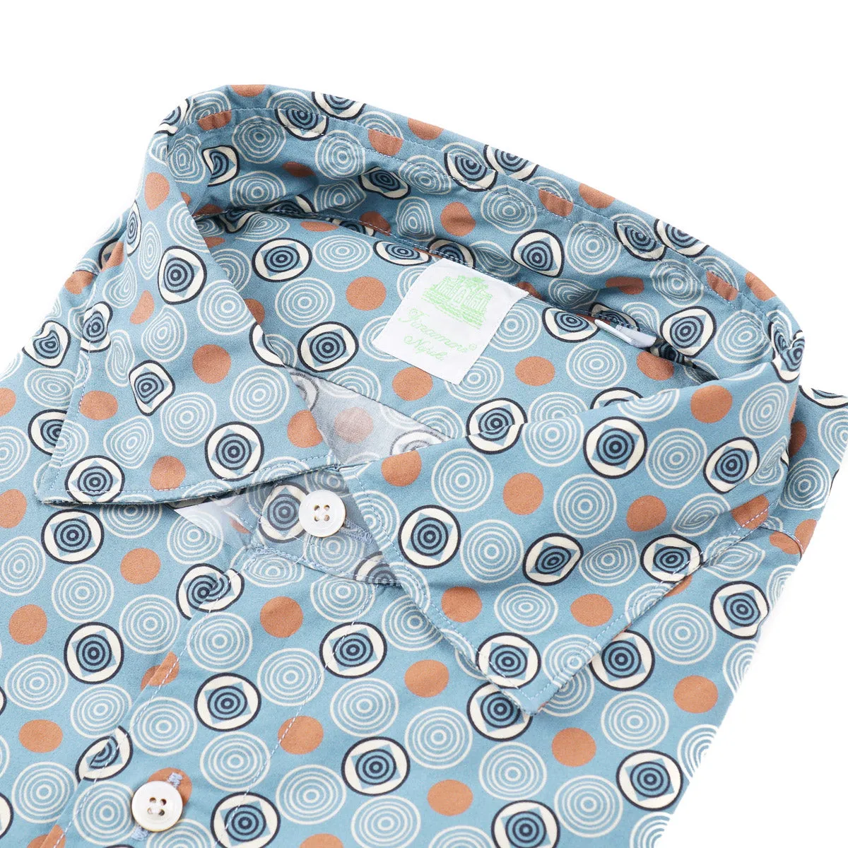 Finamore Geometric Deco Print Cotton Shirt