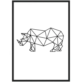 Geometric Rhinoceros Wall Art