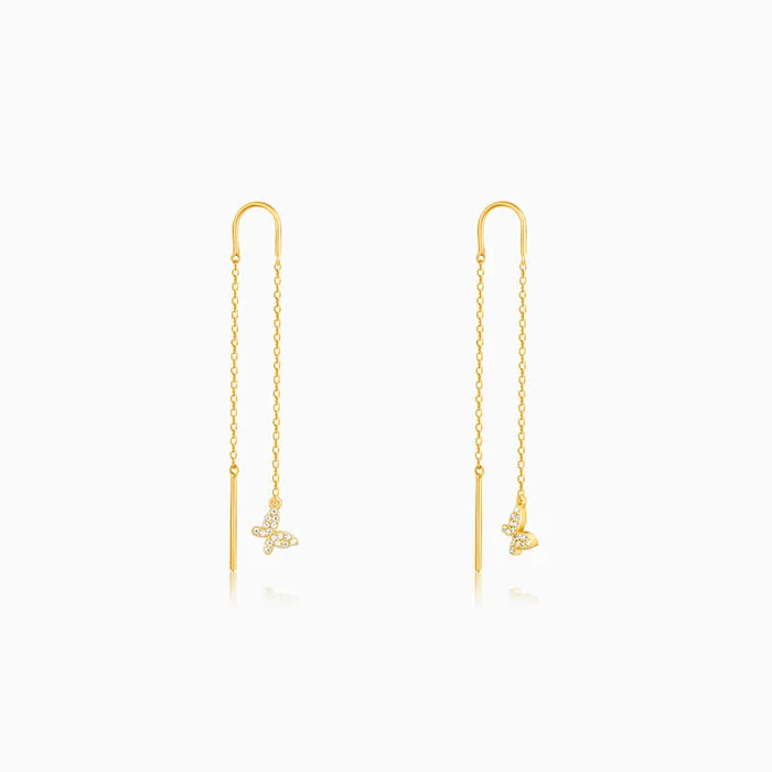 Golden Flying Butterfly Sui Dhaga Earrings