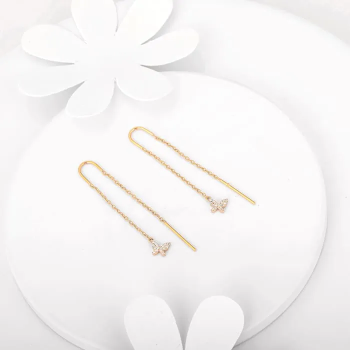 Golden Flying Butterfly Sui Dhaga Earrings