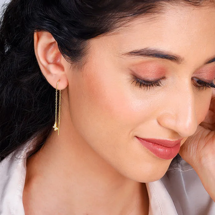 Golden Flying Butterfly Sui Dhaga Earrings