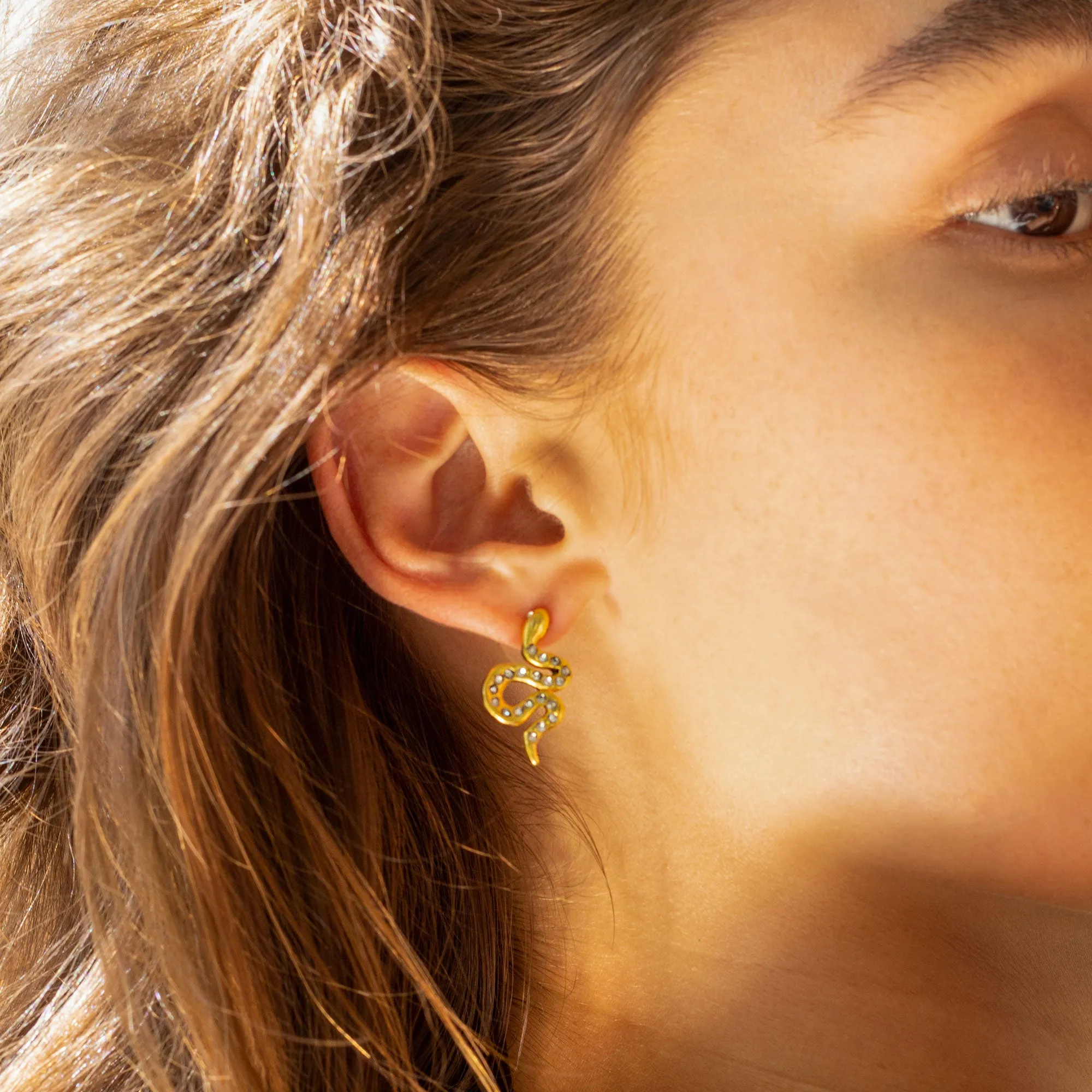 Golden Snake Stud Earrings
