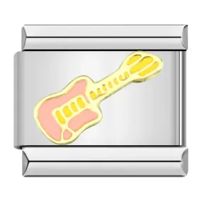 Guitar, Pink and Gold, on Silver