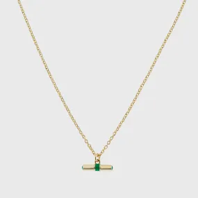 Elegant Havana Gold and Apple Green Enamel T-Bar Necklace for Stylish Accessories