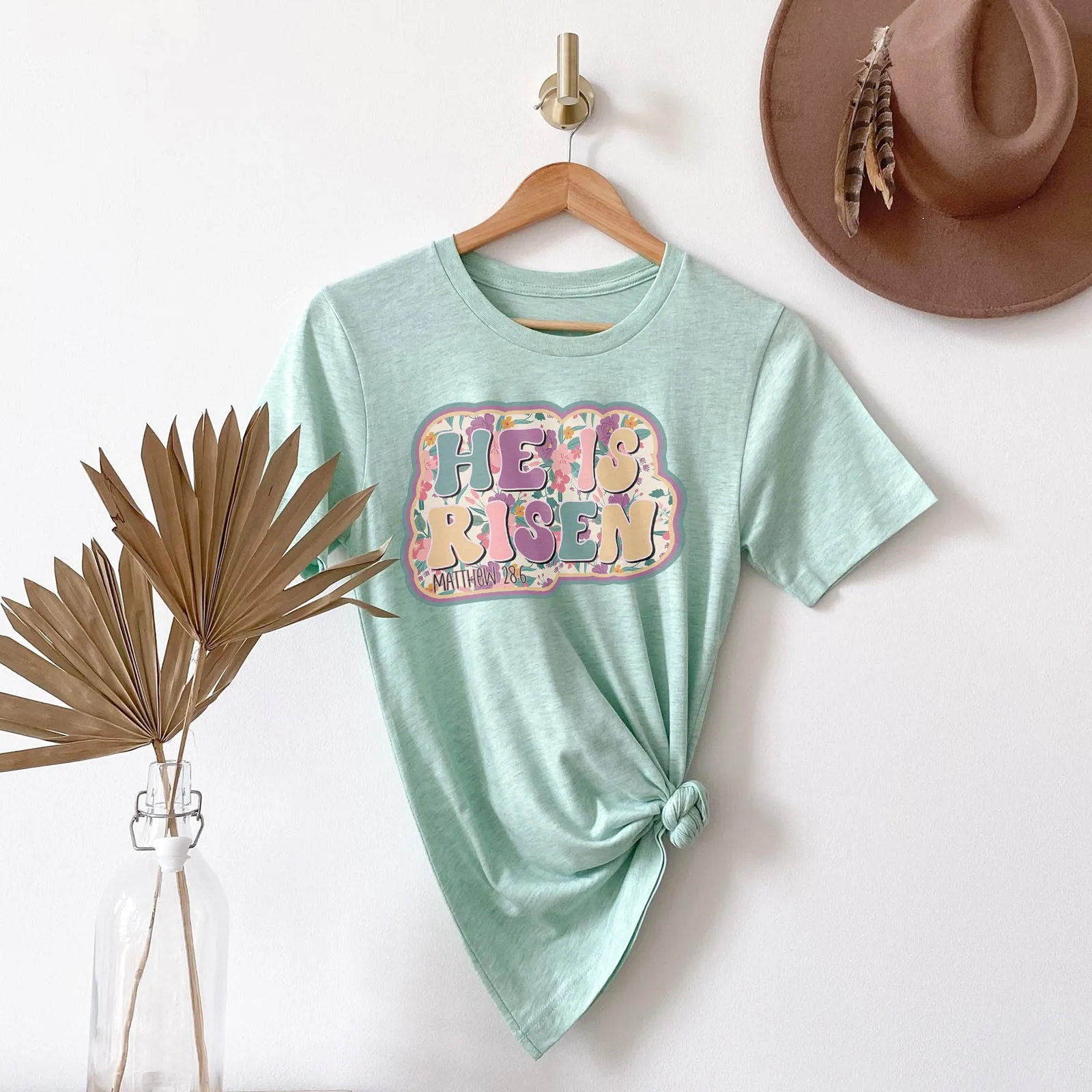 He Is Risen Design Retro Easter Tee
