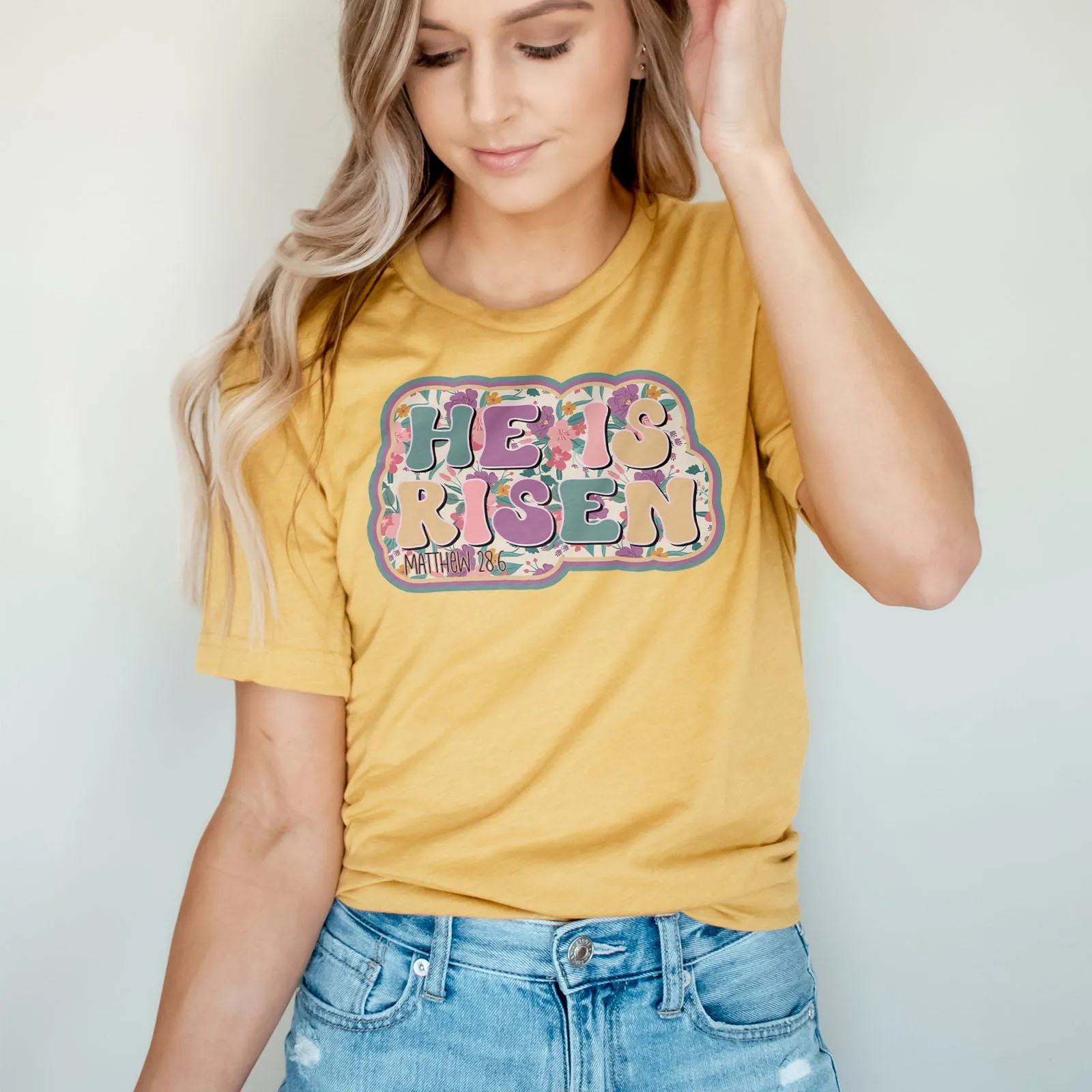 He Is Risen Design Retro Easter Tee