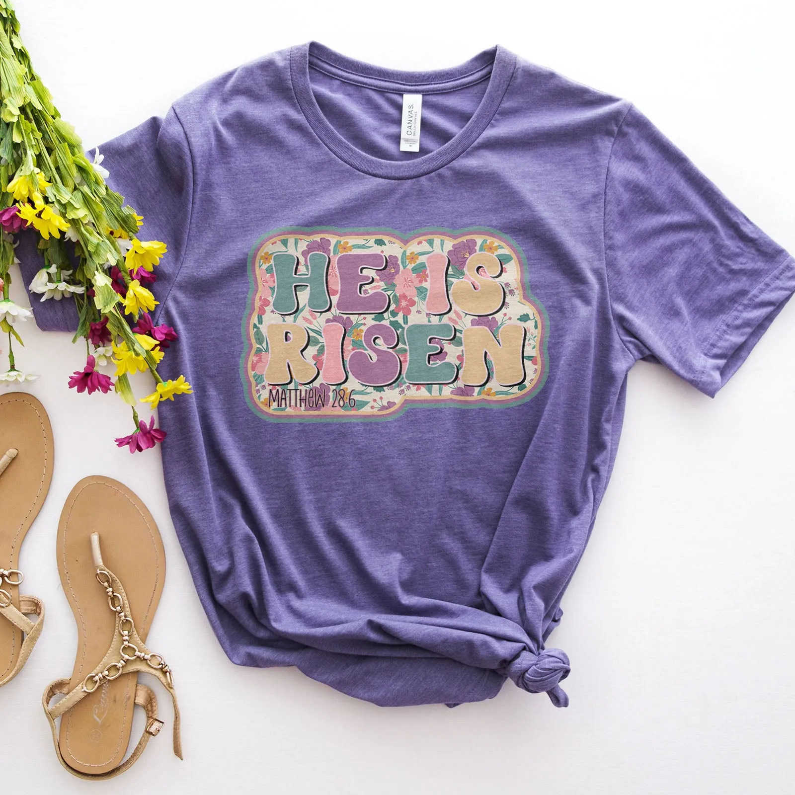 He Is Risen Design Retro Easter Tee