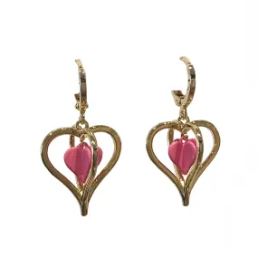 Heart 3D Color Charm Hoop Huggies