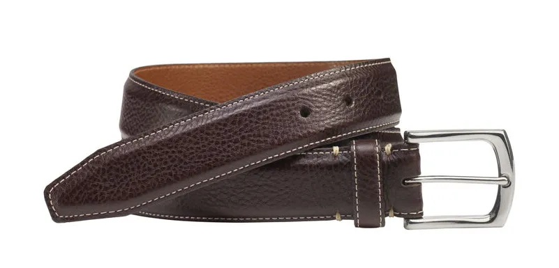 JOHNSTON & MURPHY TOPSTITCHED LEATHER BELT
