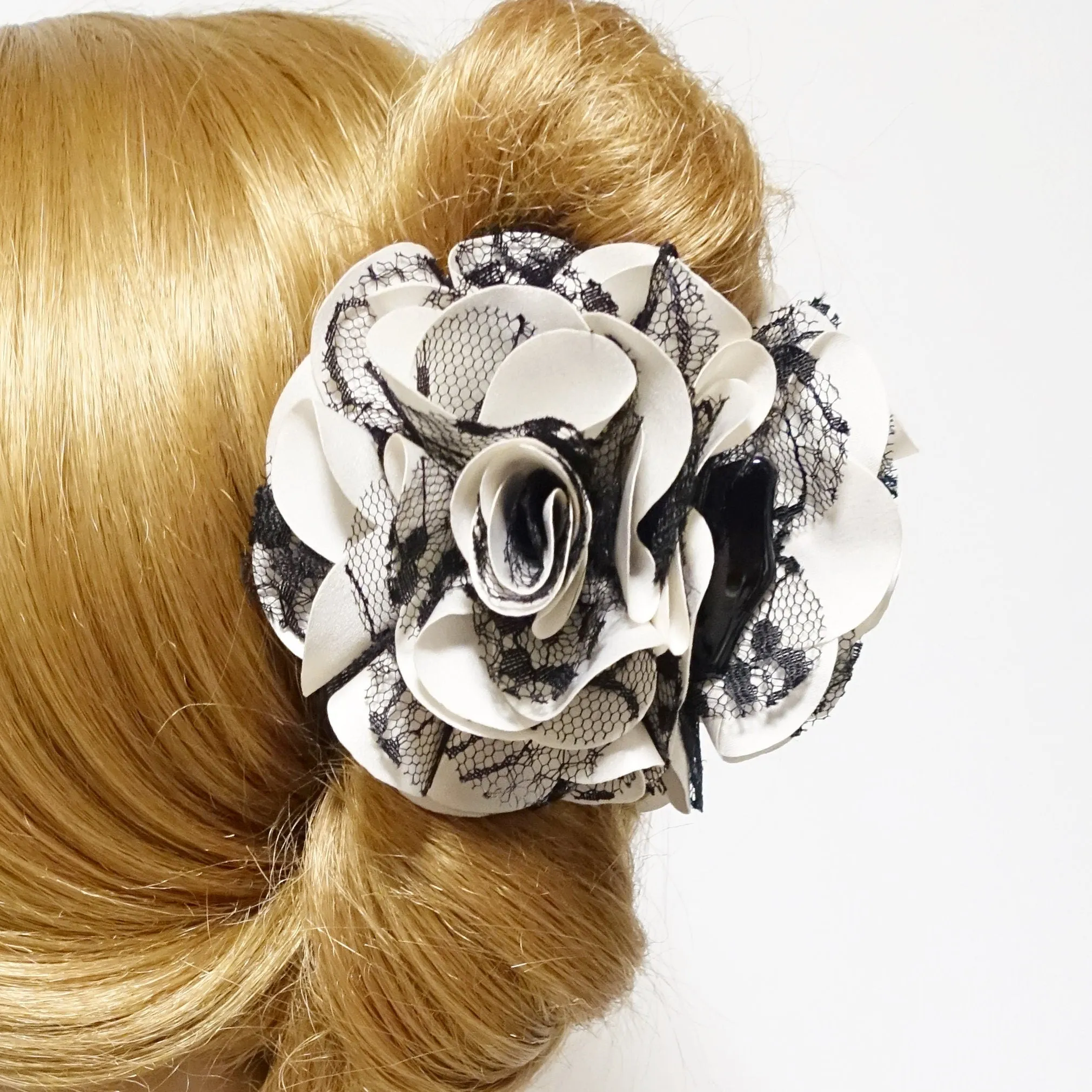 lace layered petal flower hair jaw claw sexy dream flower hair claw clip for women