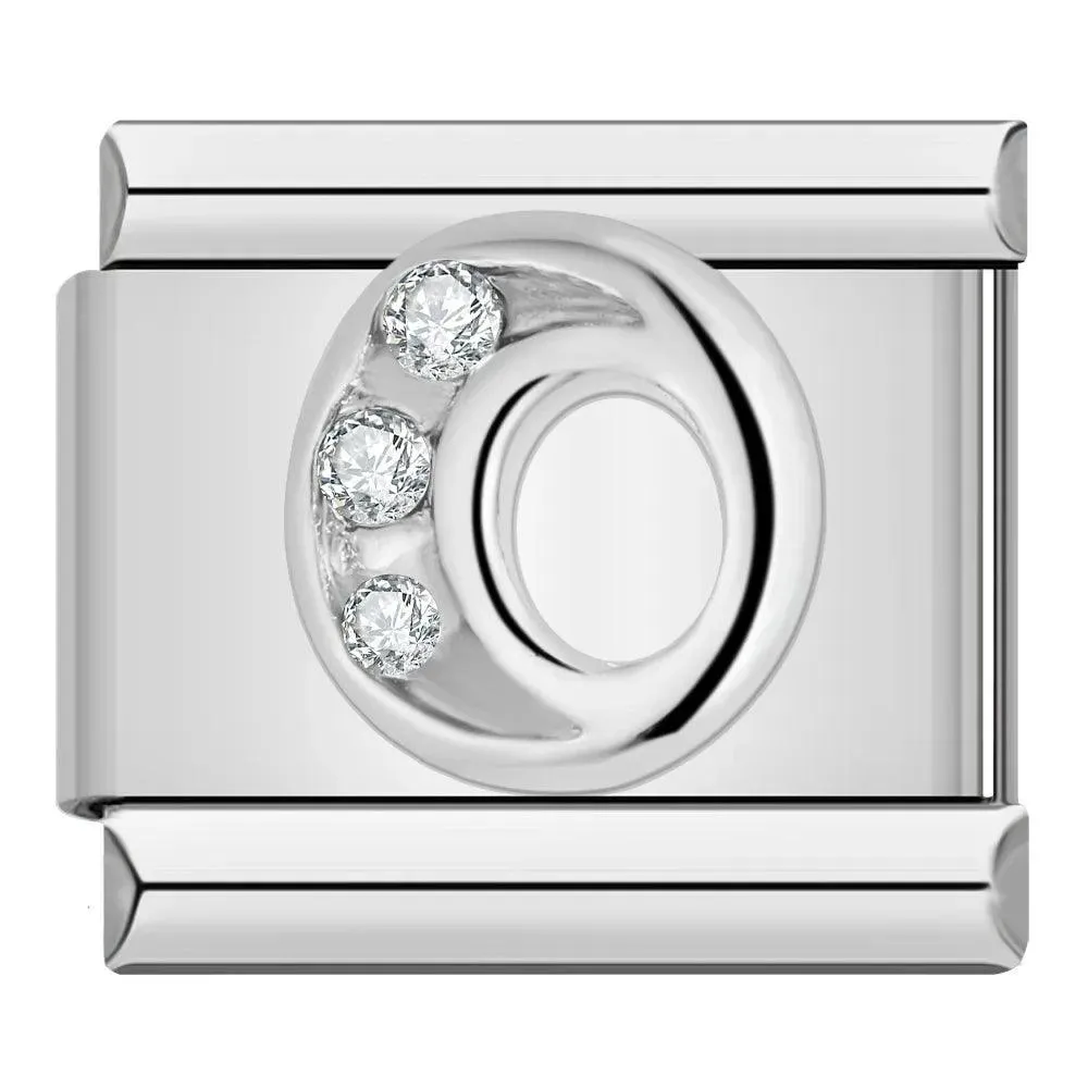Letter O with Stones, on Silver