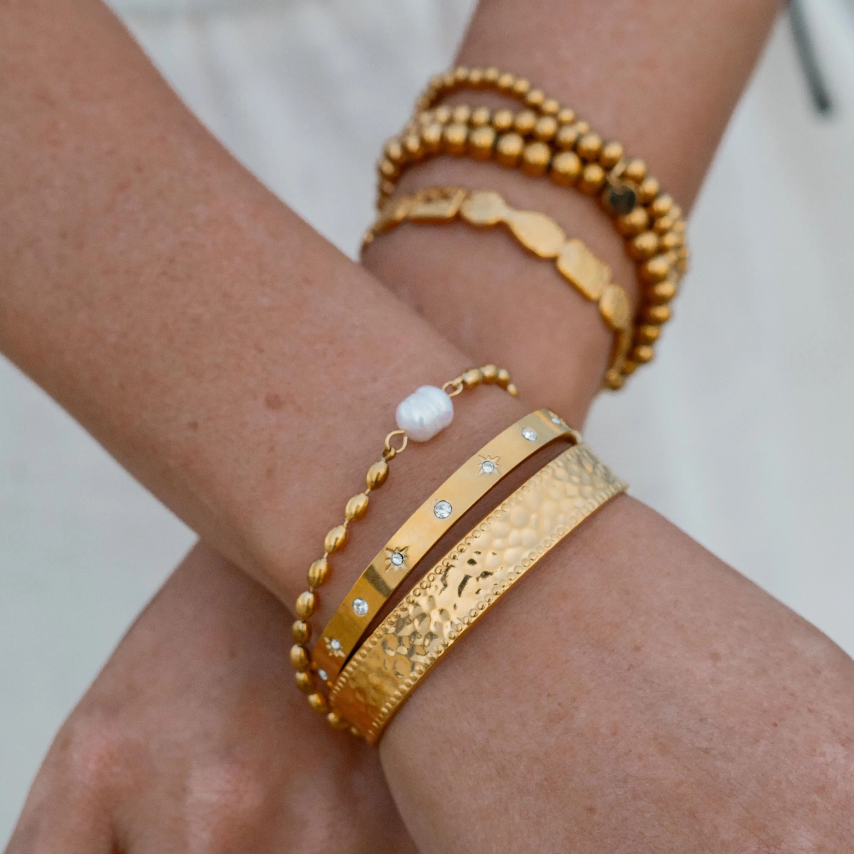 Mea | Stainless Steel 18K Gold Plated or Silver Cuff Bangle