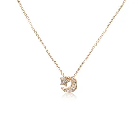 Moon & Star Cubic Zirconia Necklace