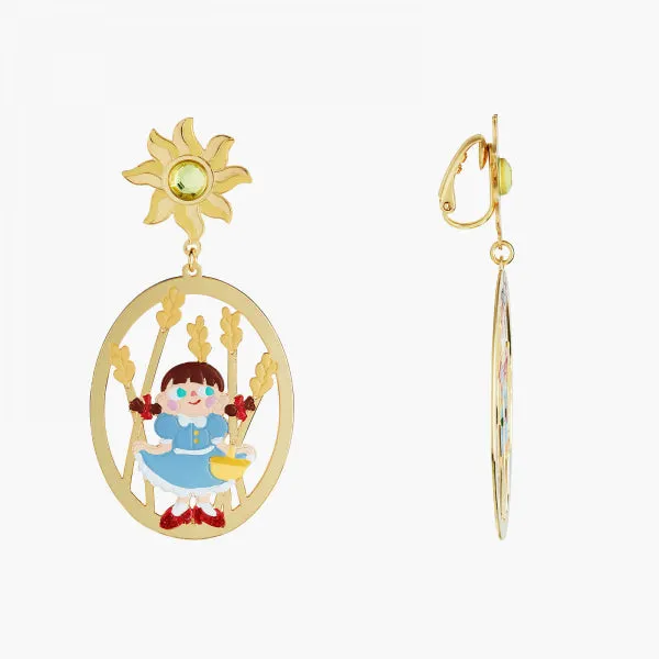 N2 - ANOZ106 The Wizard Of Oz Dorothy and The Scarecrow Asymmetrical Post Earrings