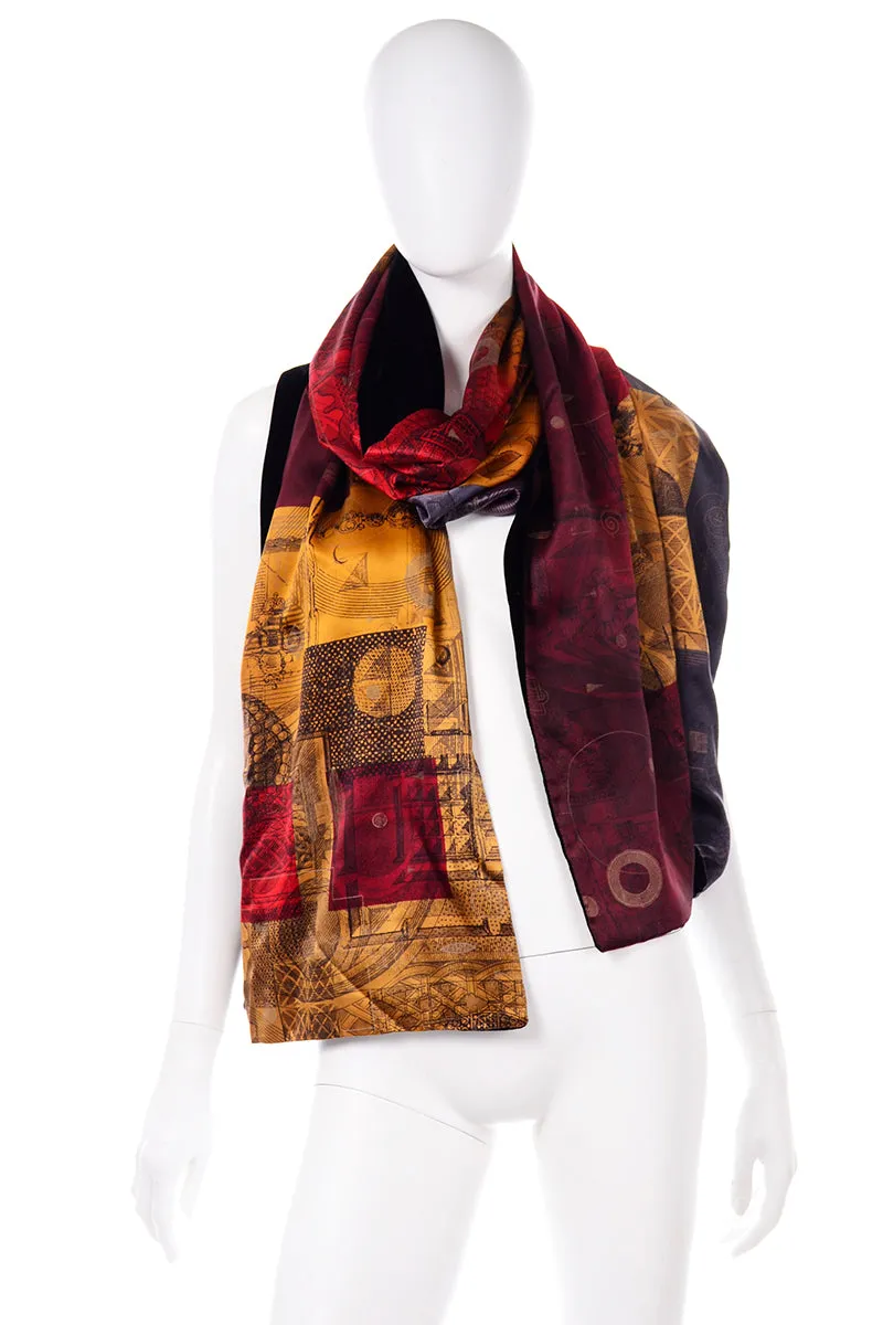 Neil Bottle for Harrods Vintage Hand Stenciled Velvet Silk Collage Wrap
