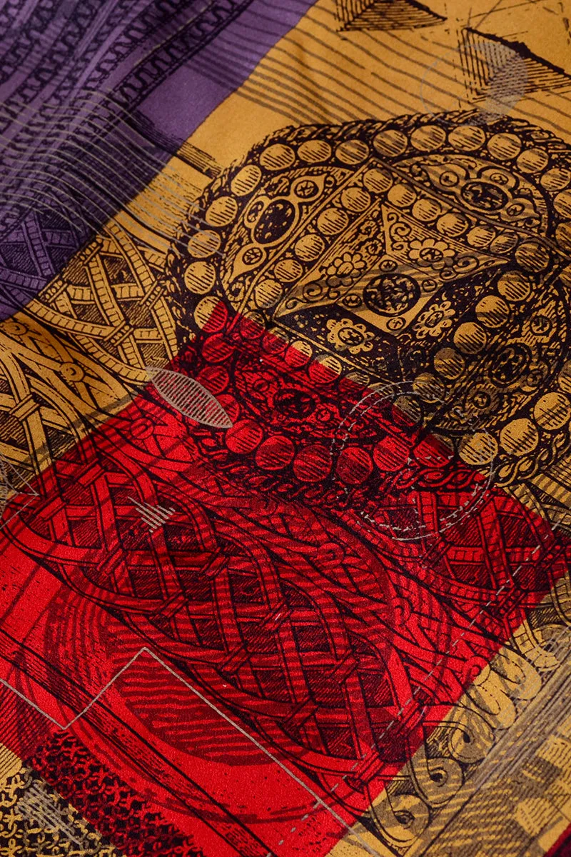 Neil Bottle for Harrods Vintage Hand Stenciled Velvet Silk Collage Wrap