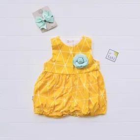 Orchid Playsuit in Yellow Triangle Print