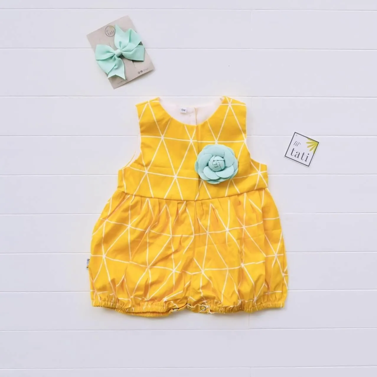 Orchid Playsuit in Yellow Triangle Print