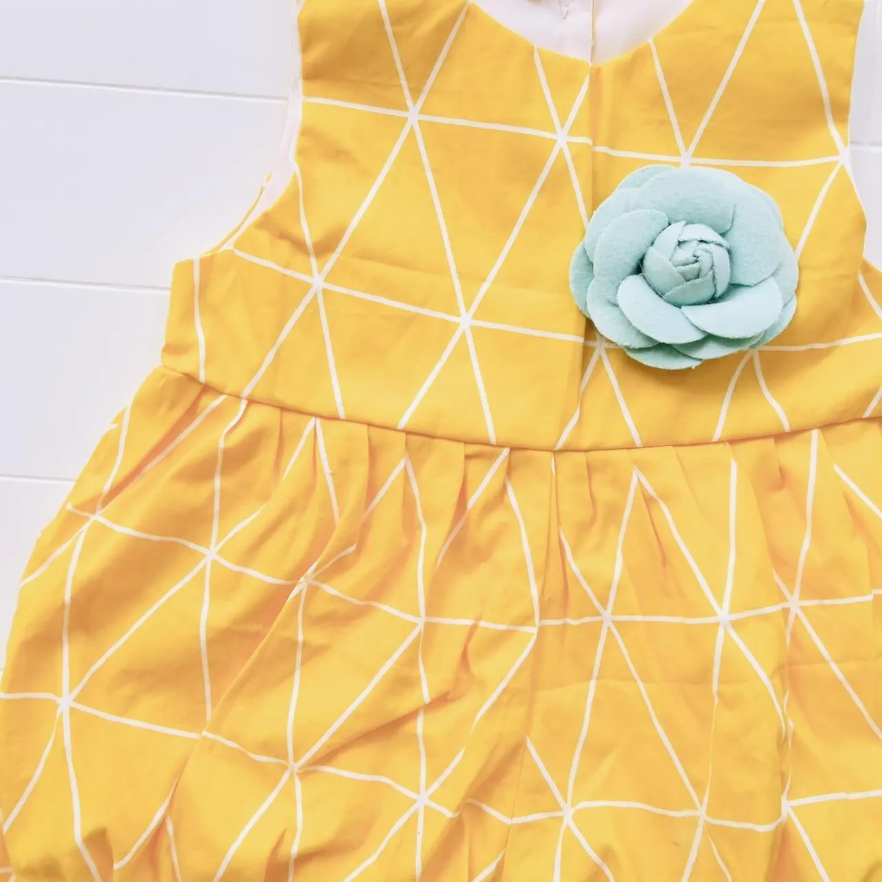 Orchid Playsuit in Yellow Triangle Print
