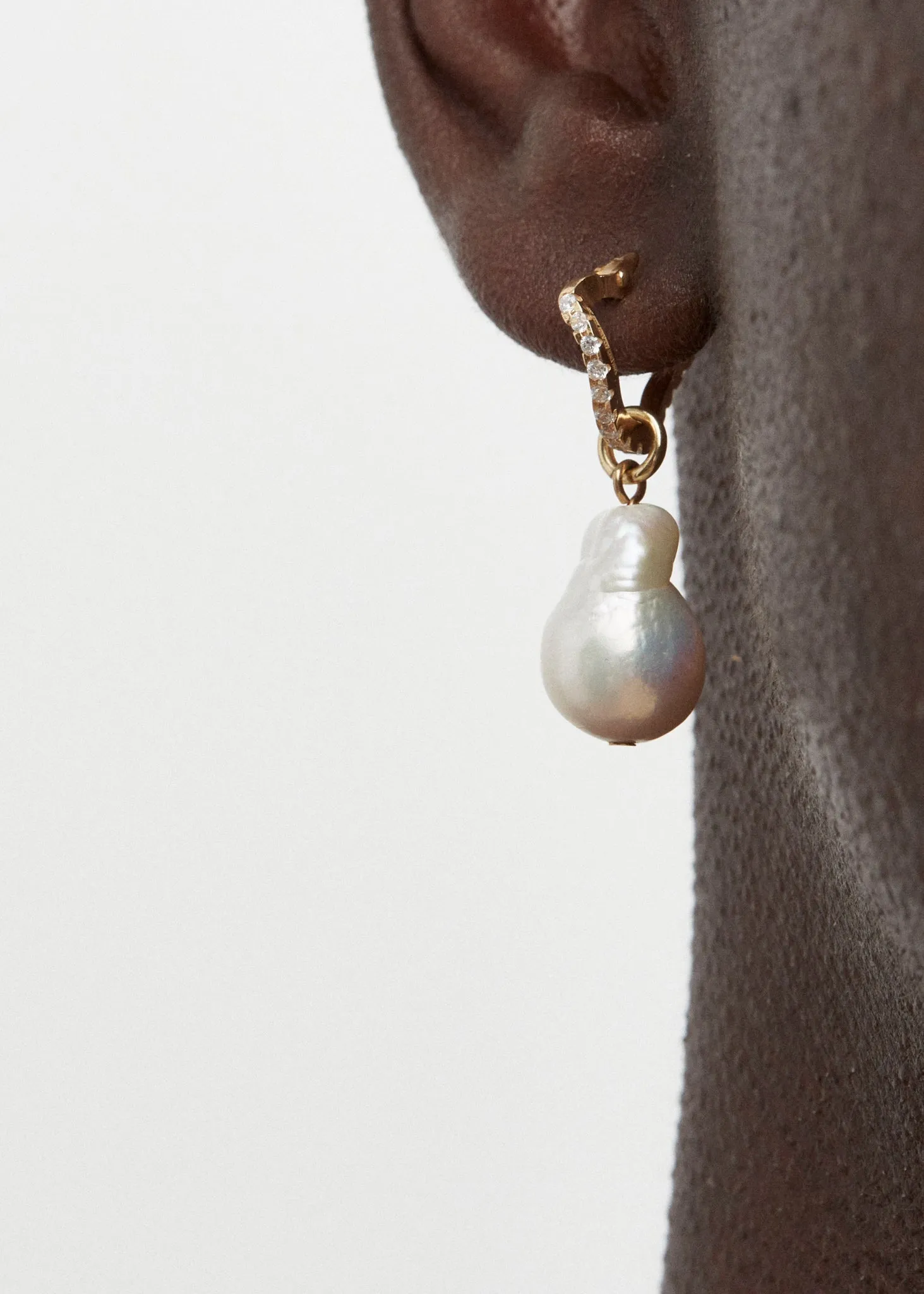 Pearled Drop Hoop Earring