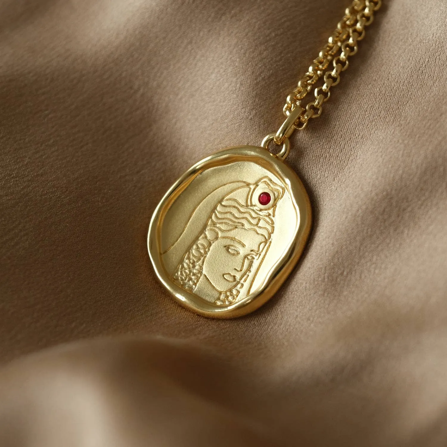 Persephone Goddess of Spring Necklace with Ruby