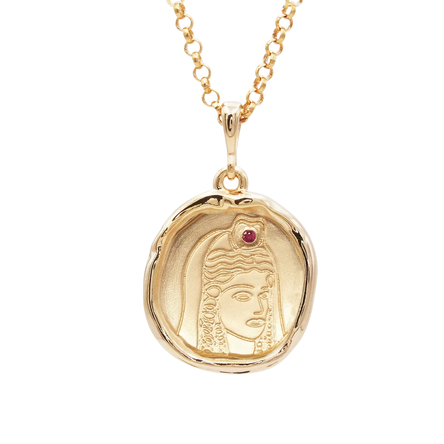 Persephone Goddess of Spring Necklace with Ruby