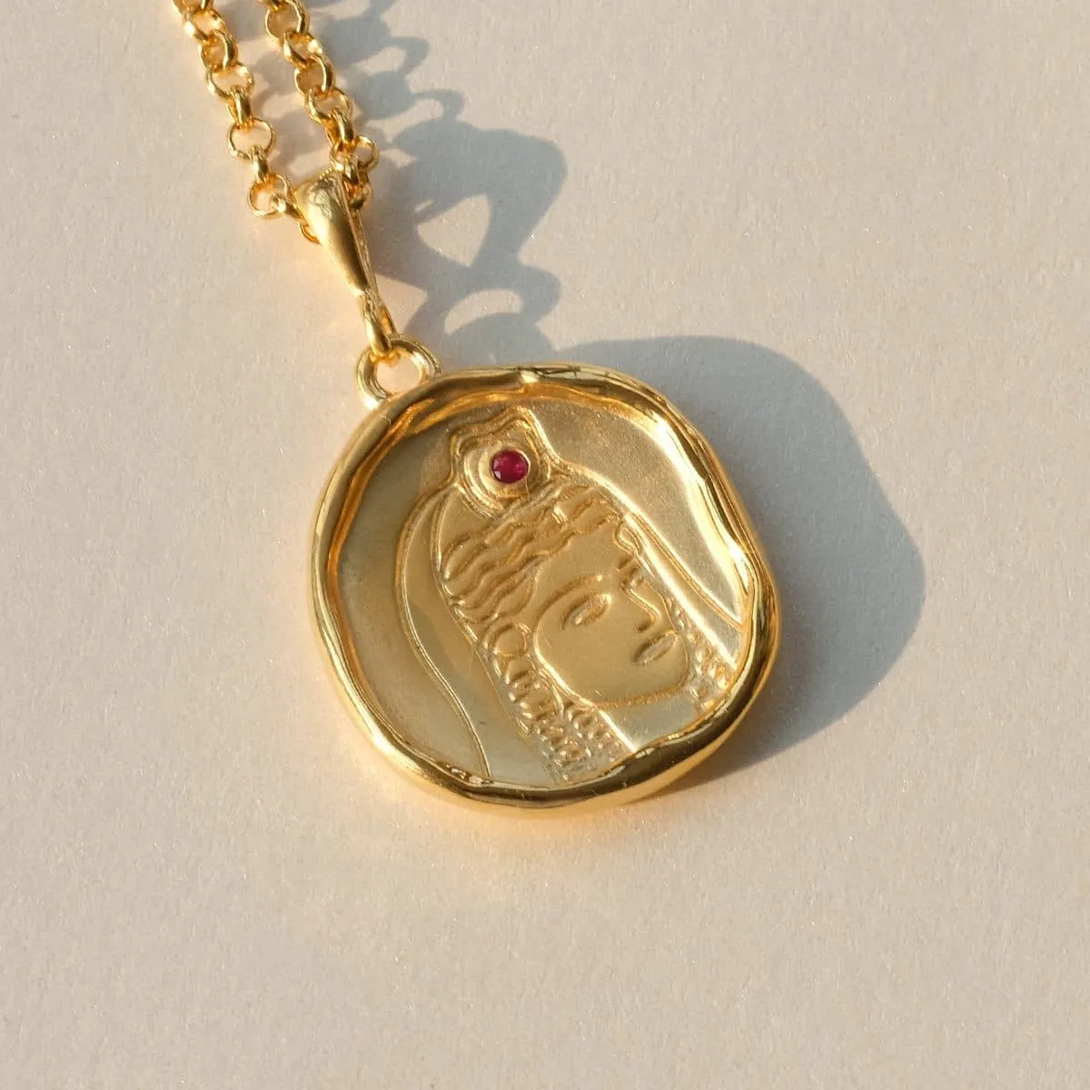 Persephone Goddess of Spring Necklace with Ruby