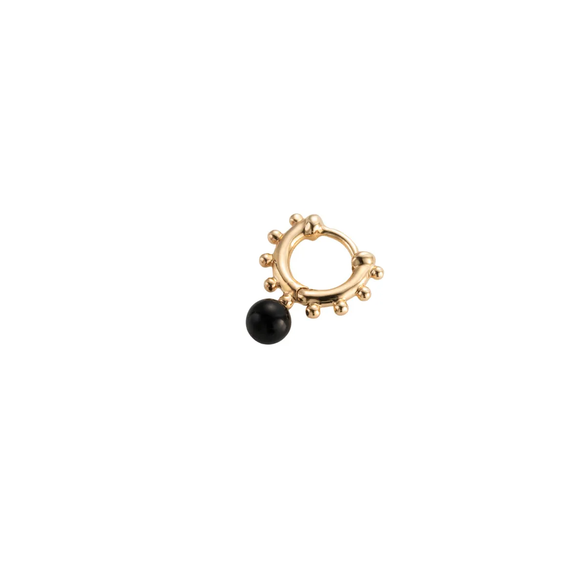 "Sea Anemone" Onyx Huggie Hoop Earring Extra Small size