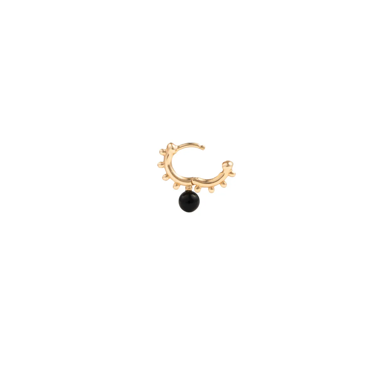 "Sea Anemone" Onyx Huggie Hoop Earring Extra Small size