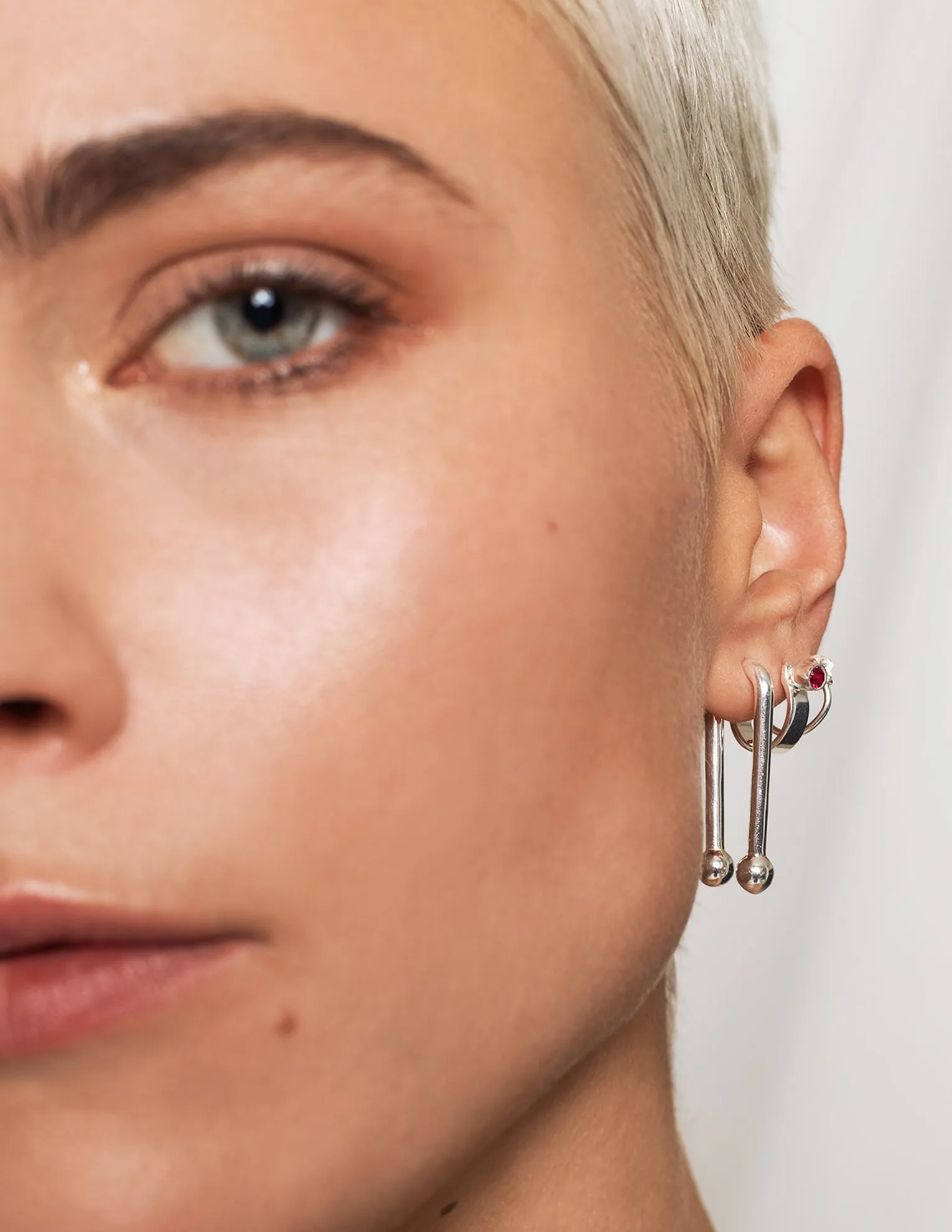 Rae Ruby earring <br>Silver