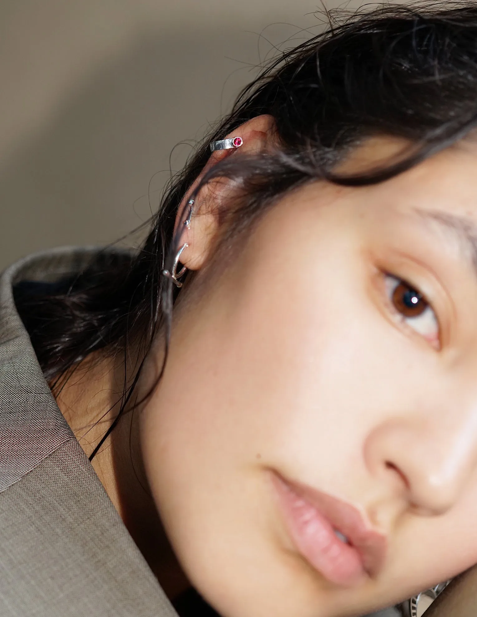 Rae Ruby earring <br>Silver