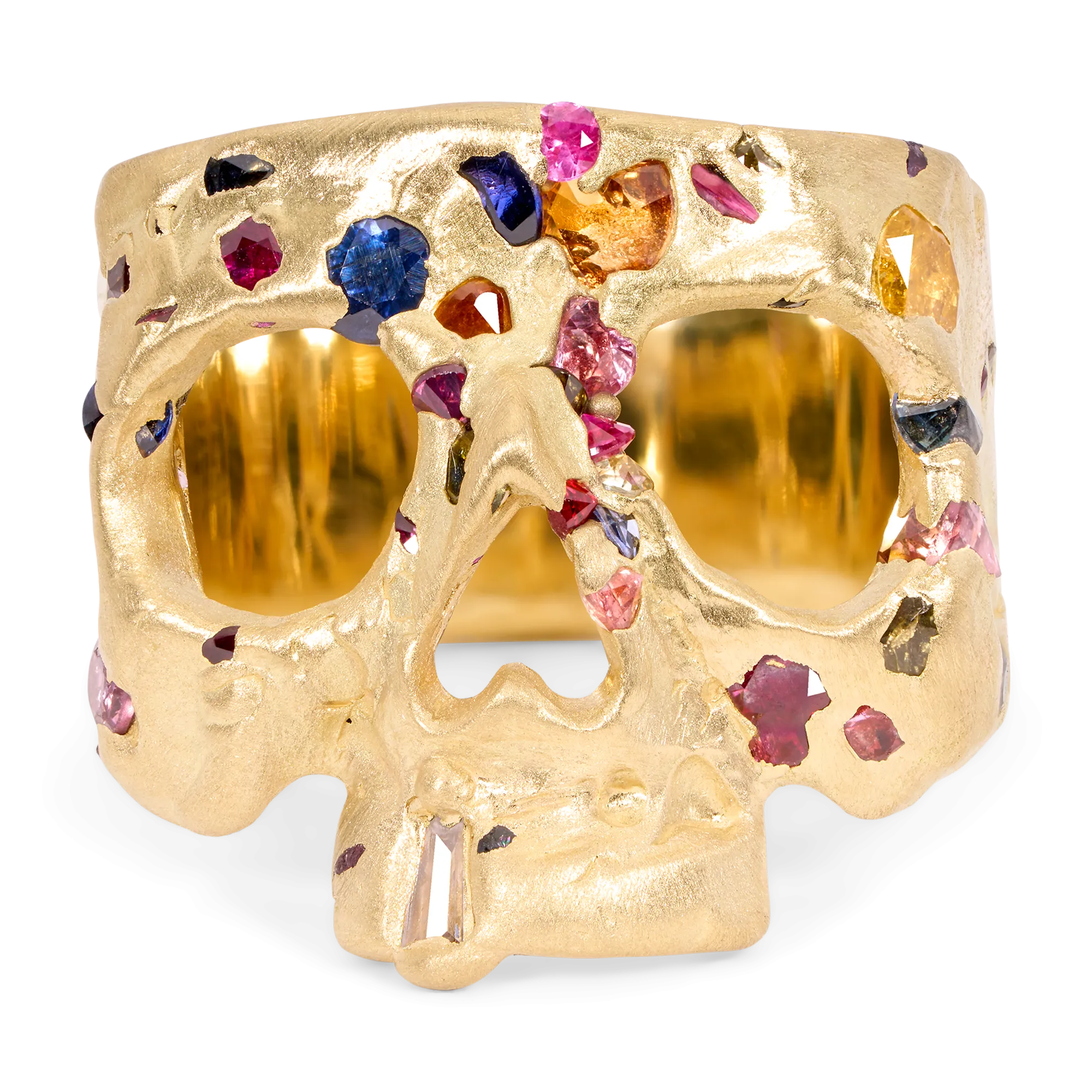 Rainbow Confetti Skull Ring - Size 6 - 11712