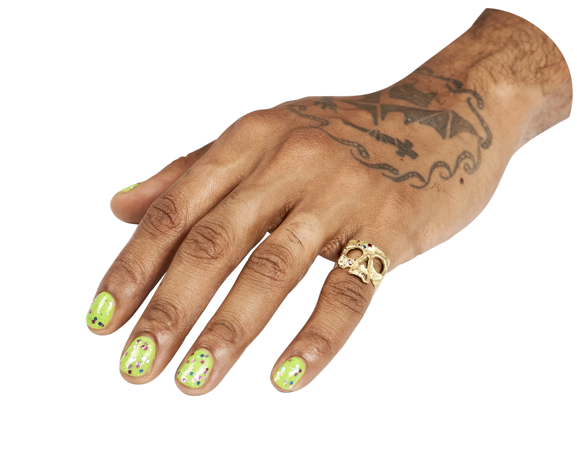 Rainbow Confetti Skull Ring - Size 6 - 11712