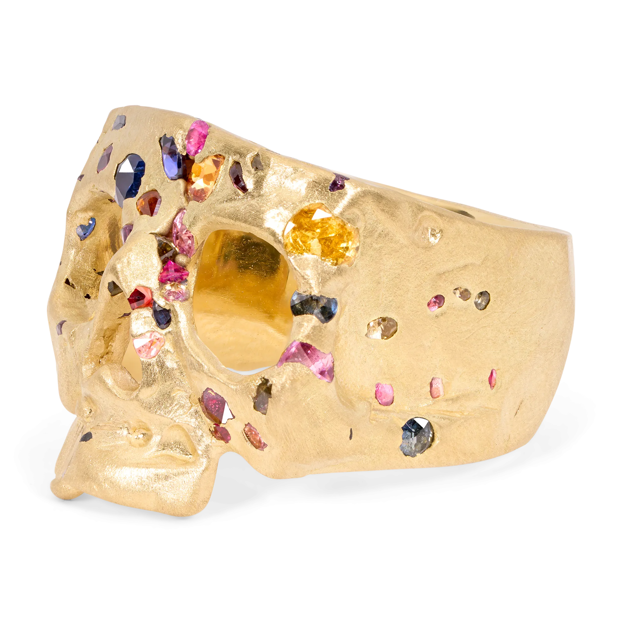Rainbow Confetti Skull Ring - Size 6 - 11712