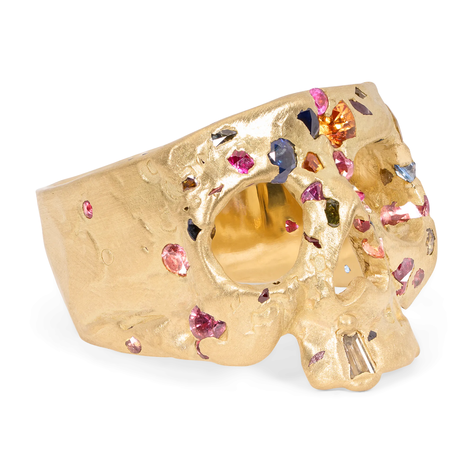 Rainbow Confetti Skull Ring - Size 6 - 11712