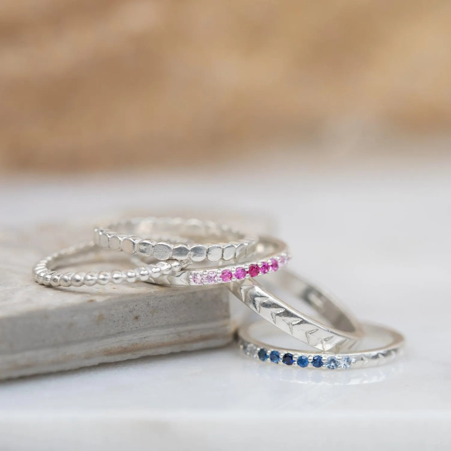 Rainbow Sapphire Silver Band