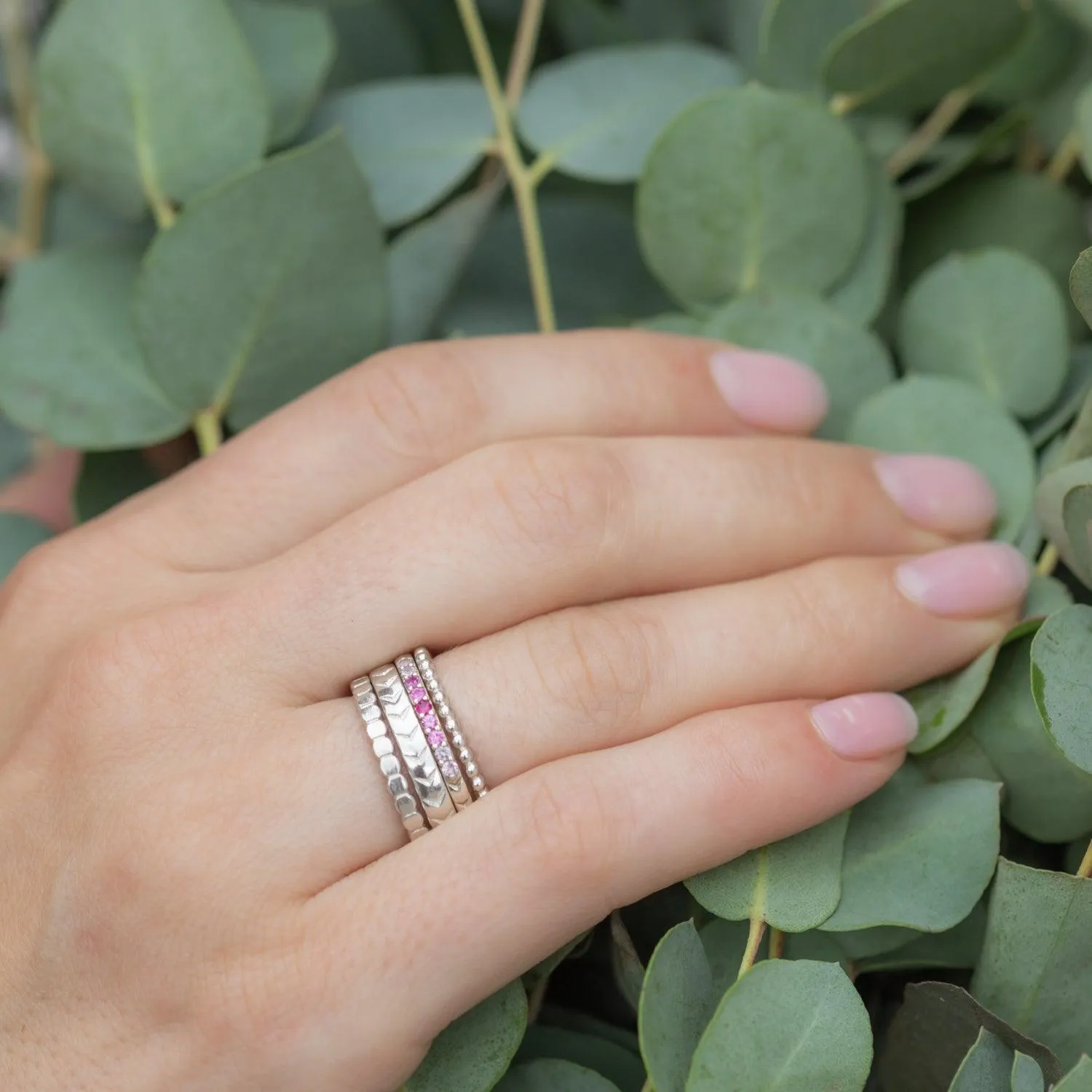 Rainbow Sapphire Silver Band