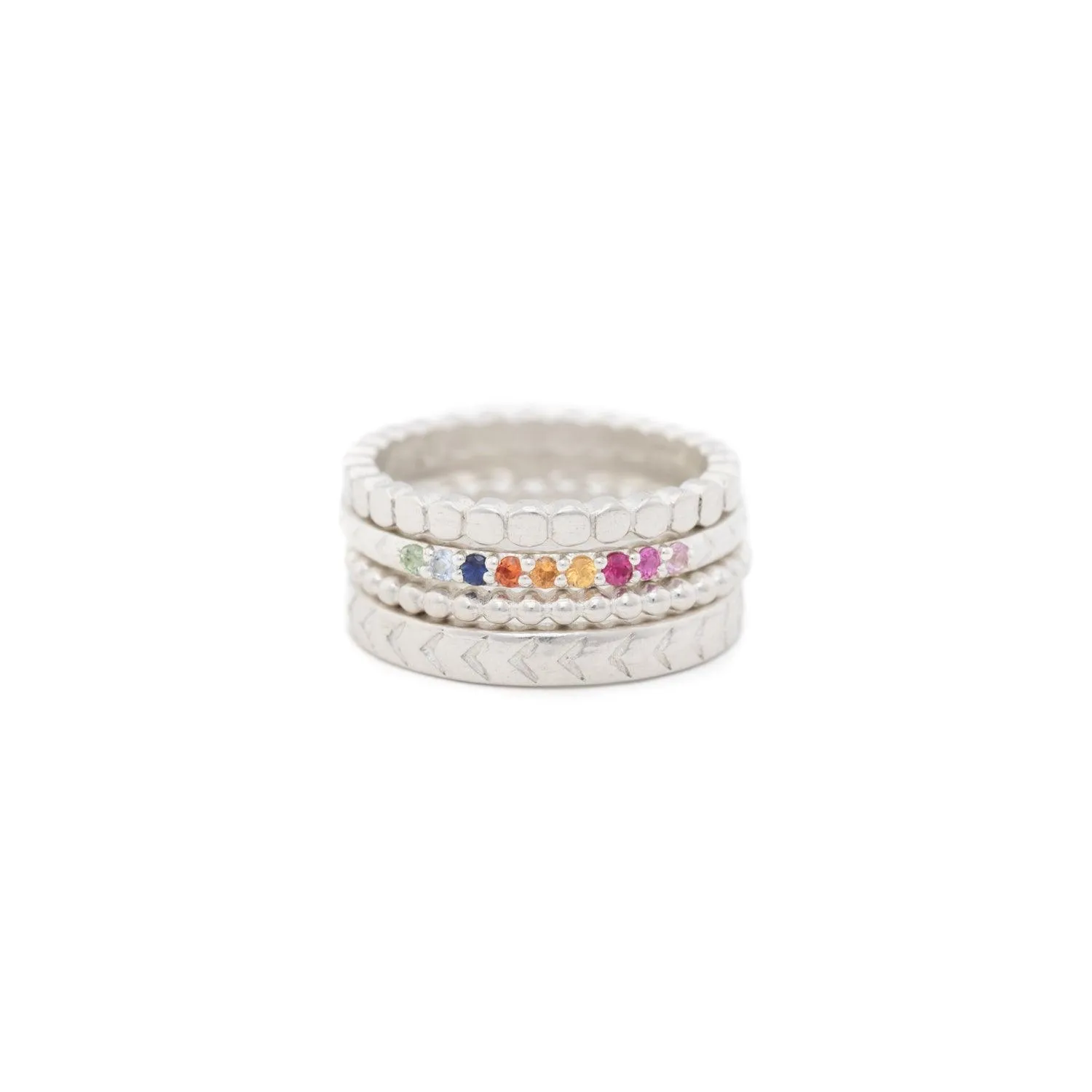 Rainbow Sapphire Silver Band