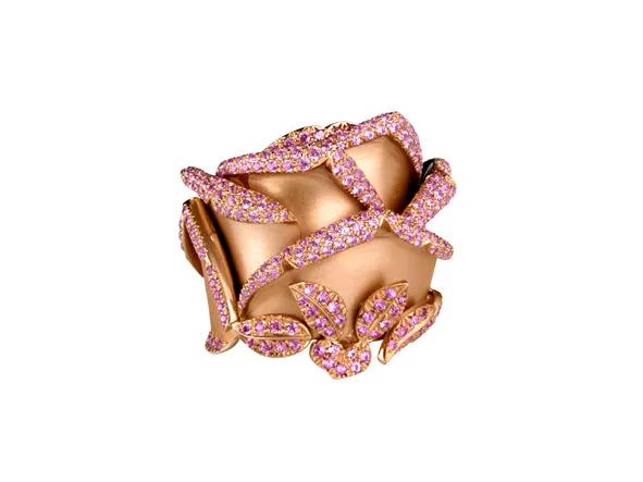 ROSE OF HOPE RING SATIN ROSE GOLD & PINK SAPPHIRES