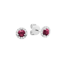 Ruby & Diamond Halo Earrings