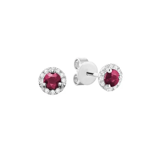 Ruby & Diamond Halo Earrings