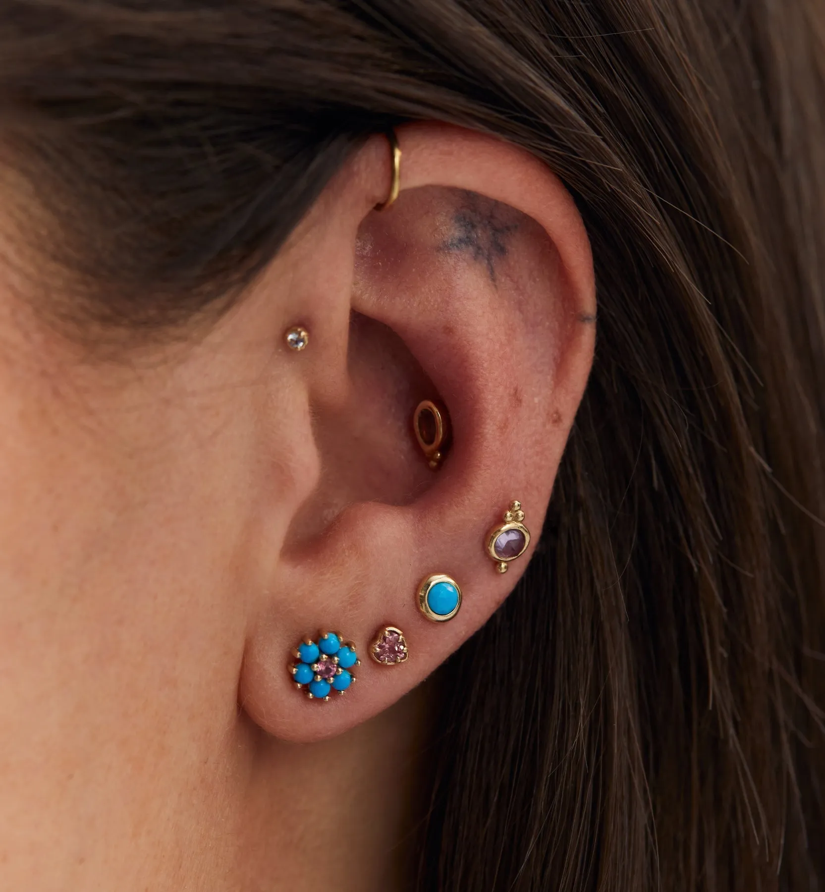 Single Enchanted Droplet Stud Earring 14K