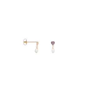 Single Pearly Love Stud Earring 14K