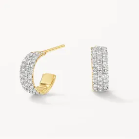 Slim Diamond Pave Huggie Earrings in 10k Gold