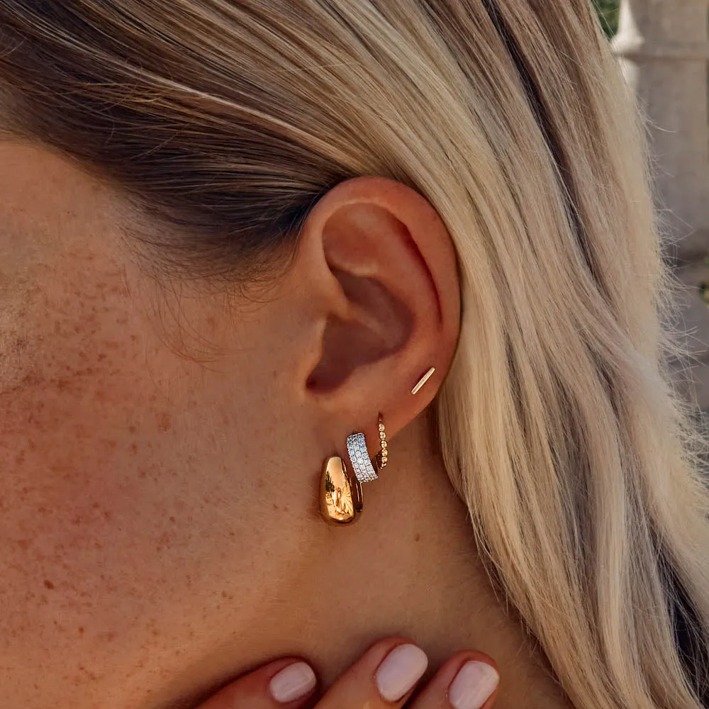 Slim Diamond Pave Huggie Earrings in 10k Gold