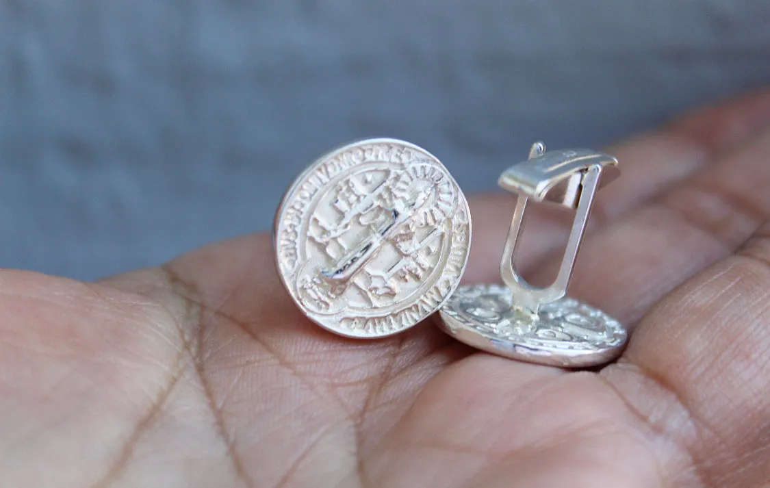 St. Benedict Cufflinks in Silver