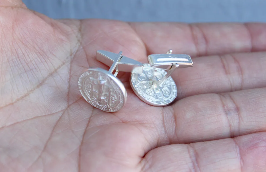 St. Benedict Cufflinks in Silver