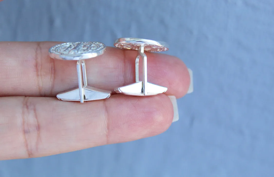 St. Benedict Cufflinks in Silver