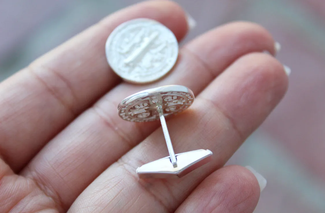 St. Benedict Cufflinks in Silver