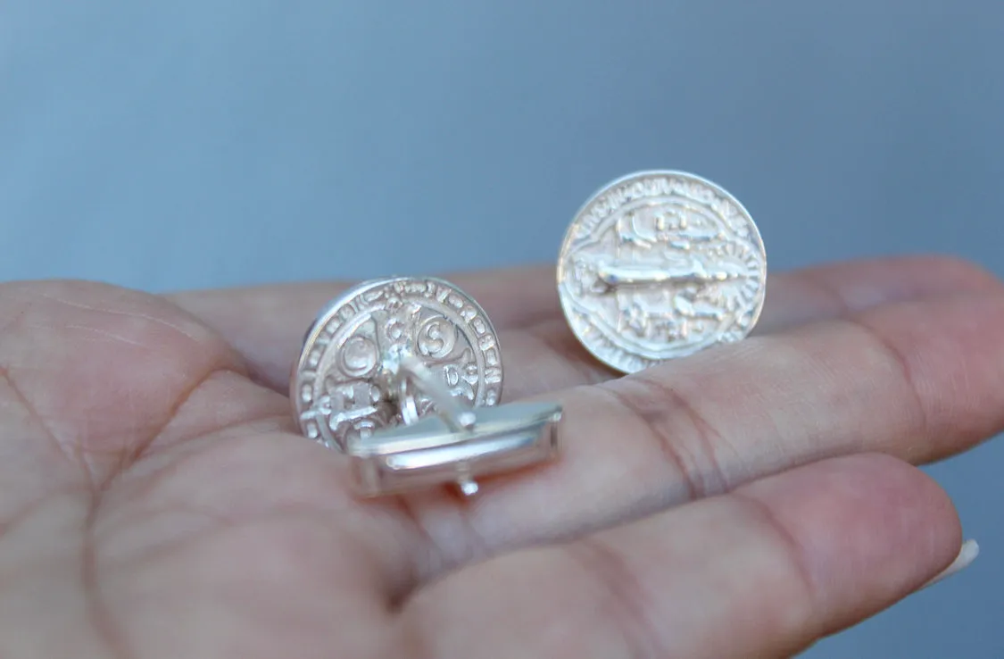 St. Benedict Cufflinks in Silver